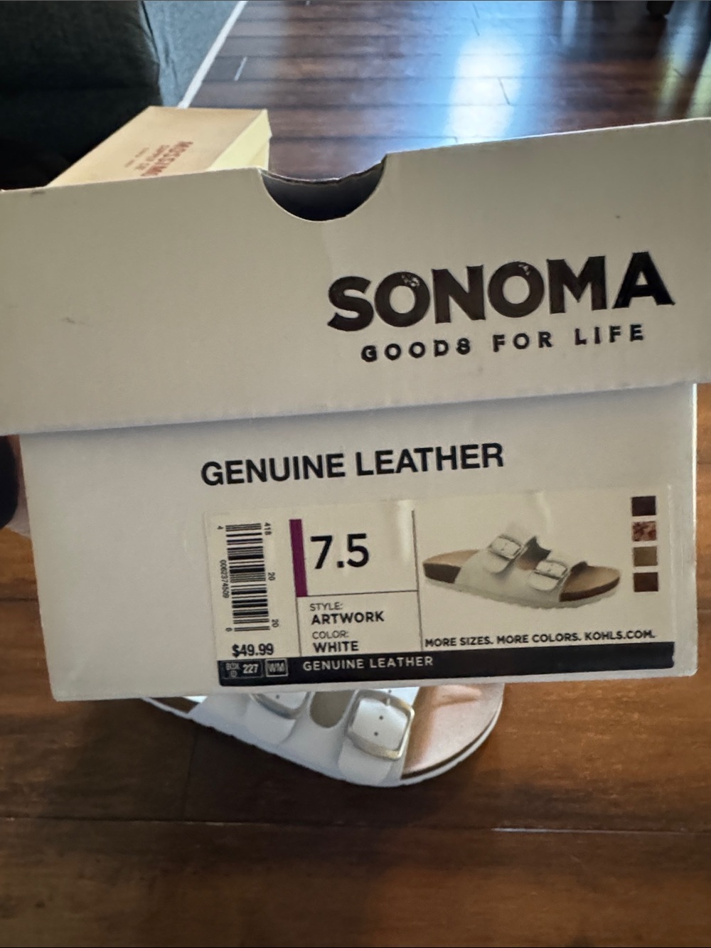 Sonoma Artwork White Double-Buckle Comfort Slide Sandals Size 7.5 New - Picture 7 of 7